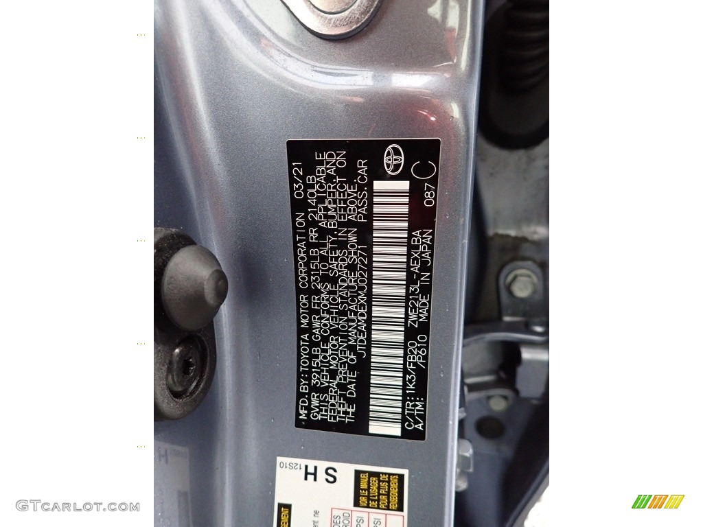 2021 Corolla Hybrid LE - Celestite Gray Metallic / Black photo #31