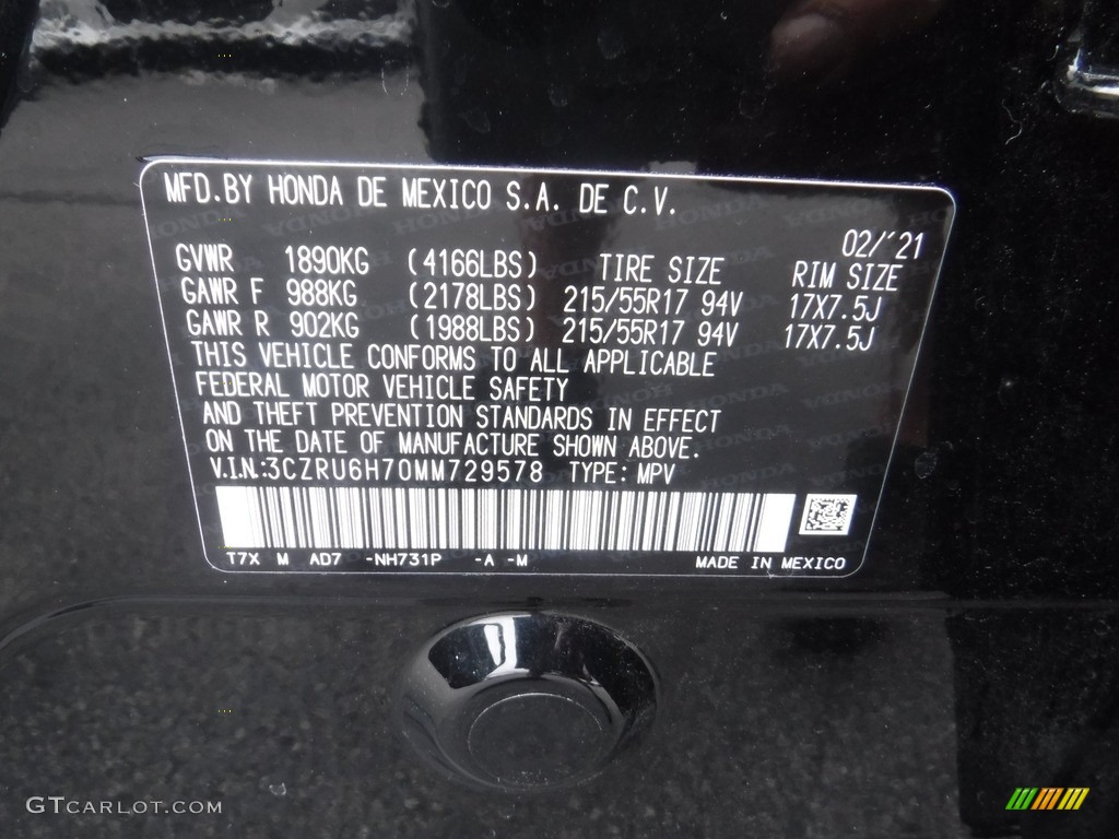 2021 Honda HR-V EX-L AWD Color Code Photos