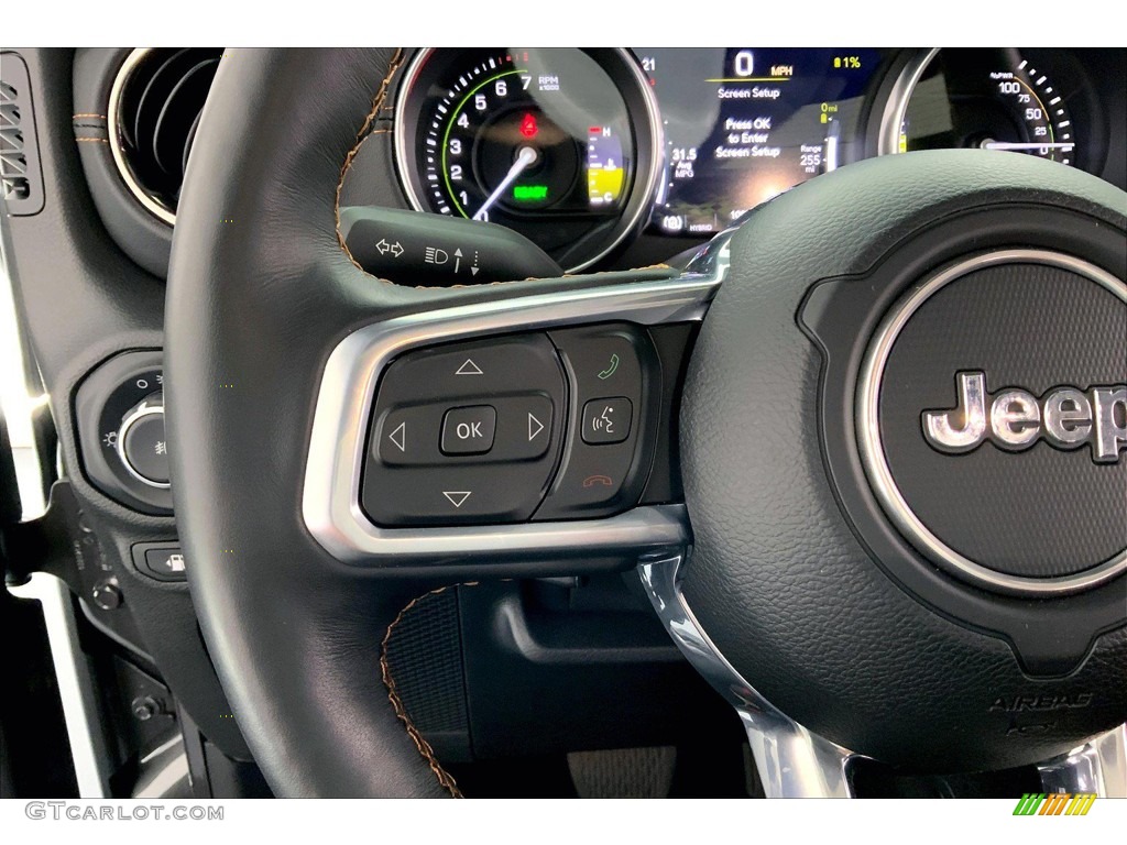 2021 Jeep Wrangler Unlimited High Altitude 4xe Hybrid Black Steering Wheel Photo #146142939