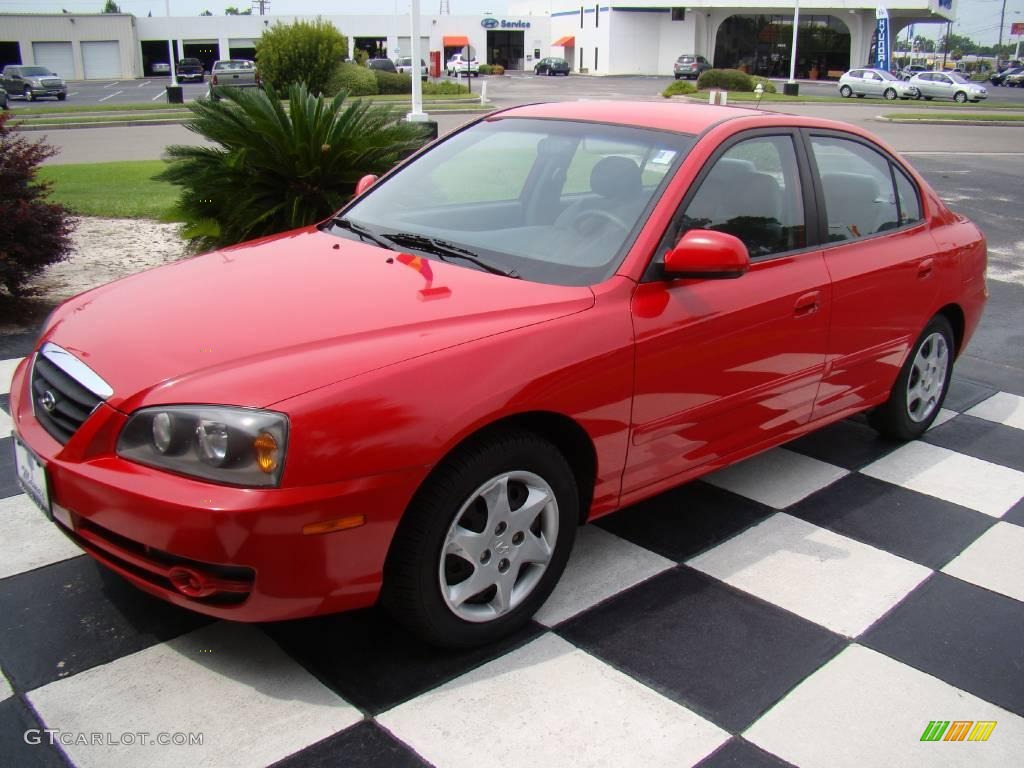 2004 Elantra GLS Sedan - Rally Red / Gray photo #2
