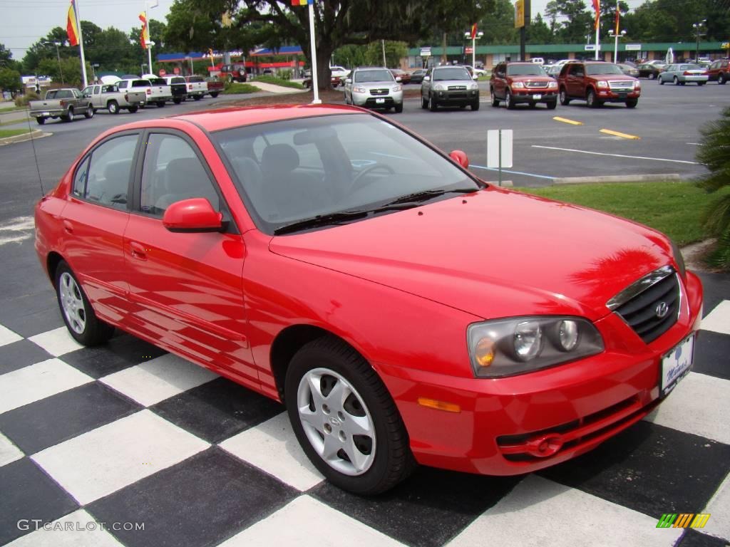 2004 Elantra GLS Sedan - Rally Red / Gray photo #8