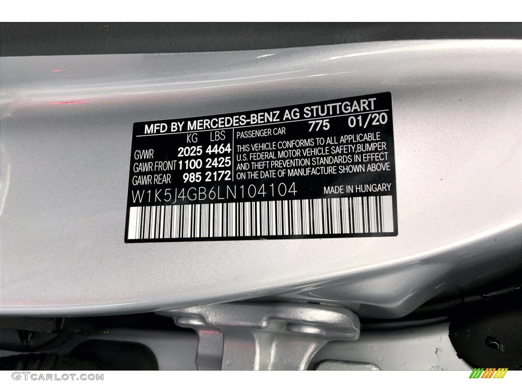 2020 CLA Color Code 775 for Iridium Silver Metallic Photo #146150937
