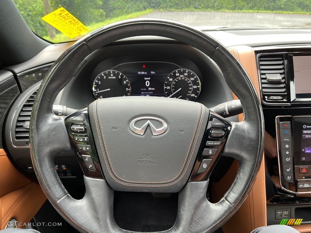 2021 Infiniti QX80 Sensory AWD Saddle Brown Steering Wheel Photo #146154198