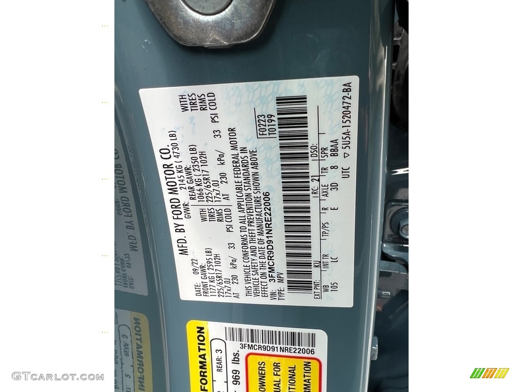 2022 Ford Bronco Sport Badlands 4x4 Color Code Photos
