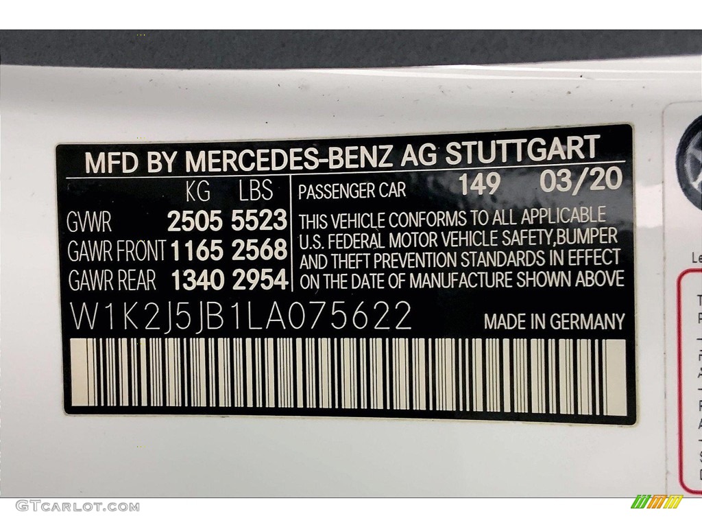 2020 Mercedes-Benz CLS 450 Coupe Color Code Photos