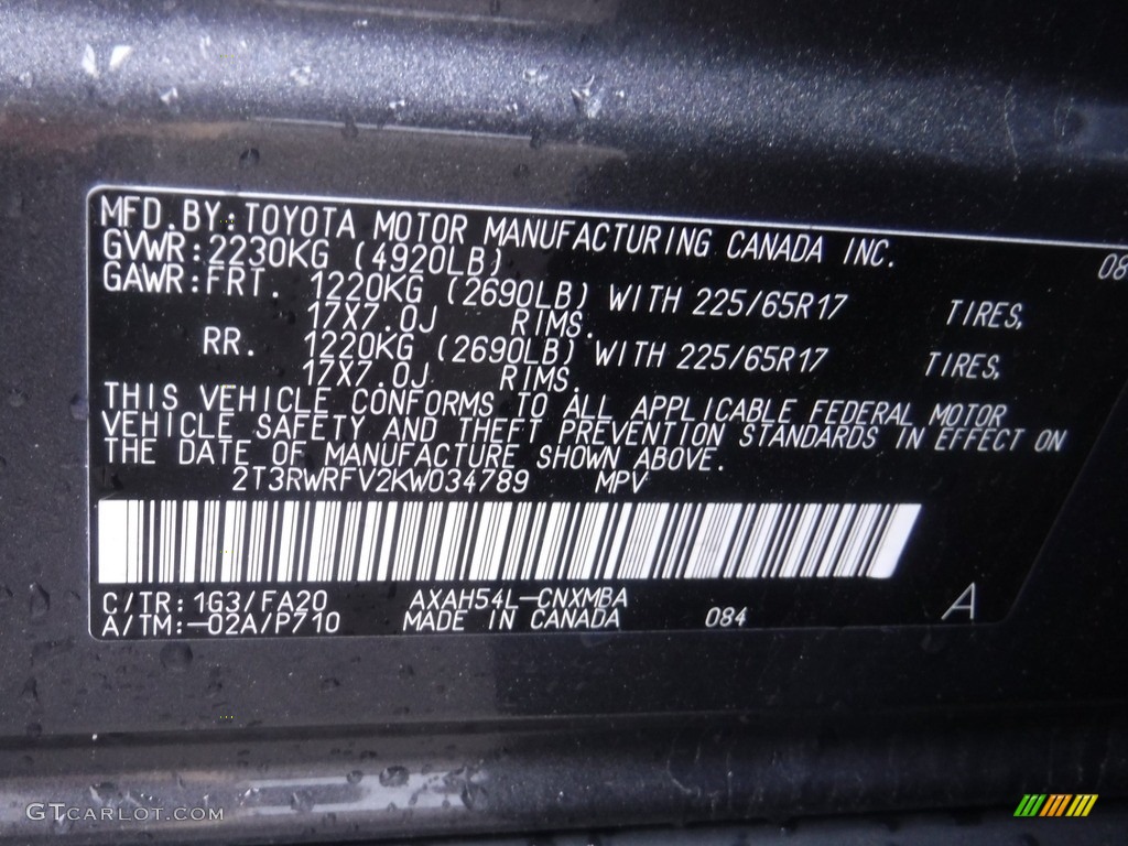 2019 RAV4 Color Code 1G3 for Magnetic Gray Metallic Photo #146158779
