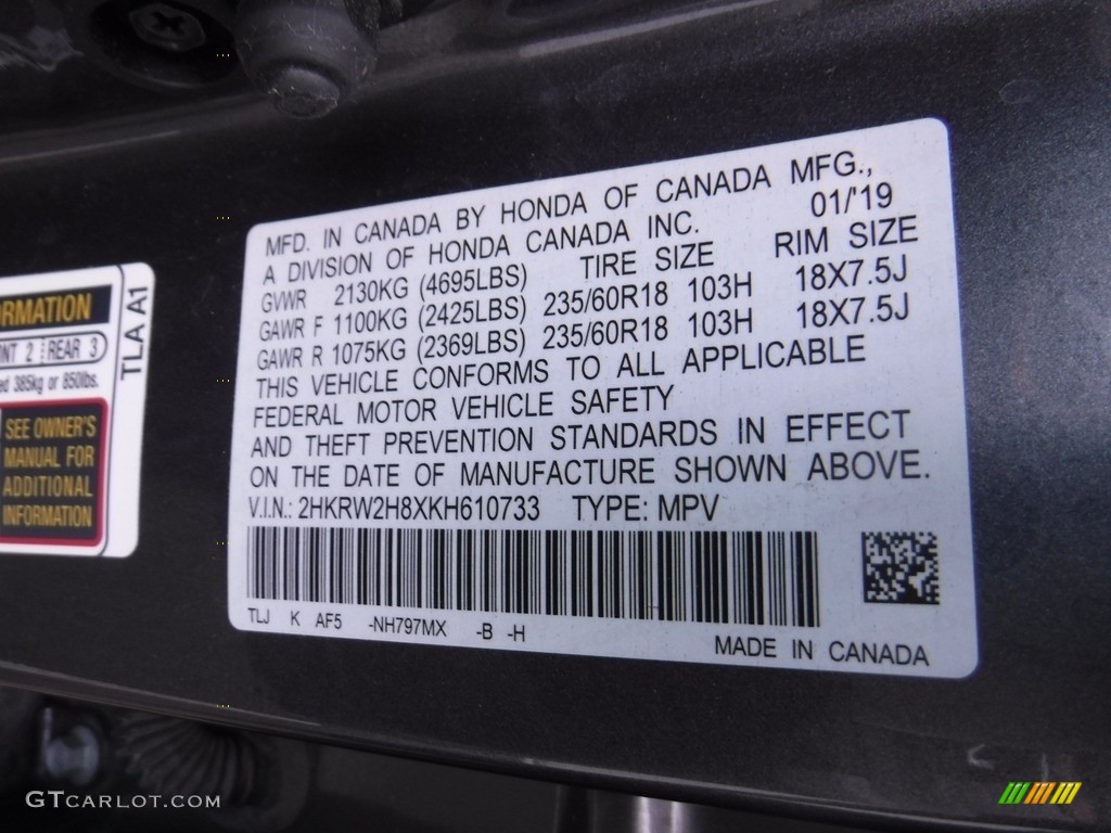 2019 Honda CR-V EX-L AWD Color Code Photos