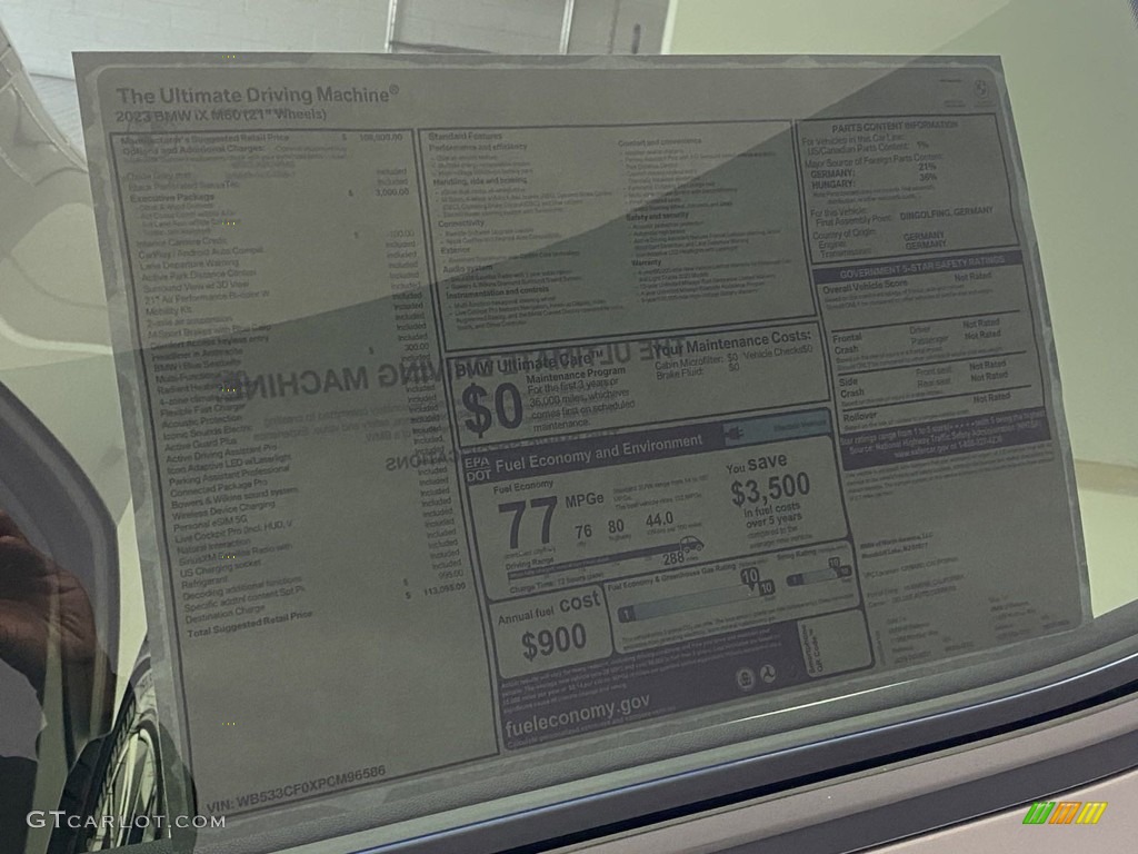 2023 BMW iX M60 Window Sticker Photos