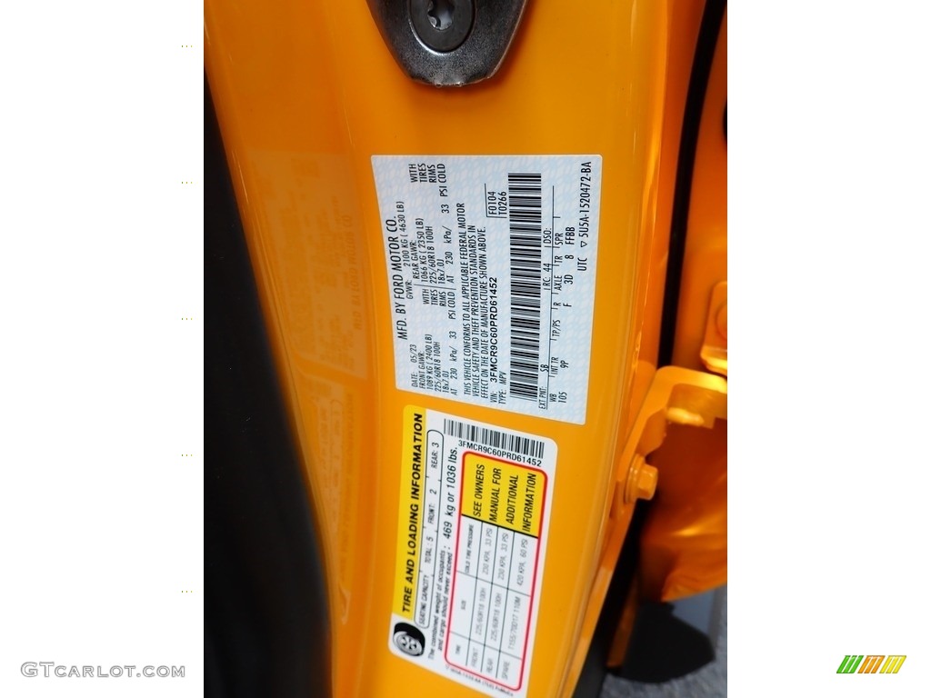 2023 Bronco Sport Color Code SB for Cyber Orange Metallic Tricoat Photo #146164974