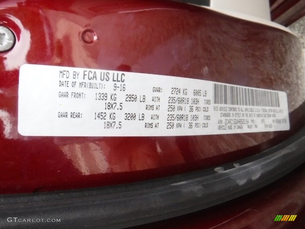 2017 Pacifica Limited - Velvet Red Pearl / Black/Alloy photo #36
