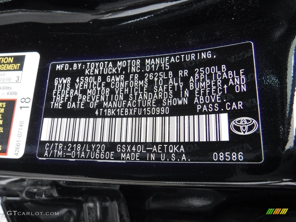 2015 Avalon XLE Touring - Attitude Black / Black photo #36