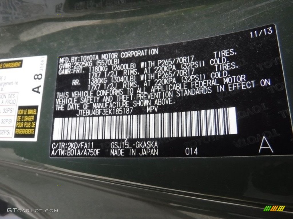 2014 FJ Cruiser 4WD - Army Green / Dark Charcoal photo #36