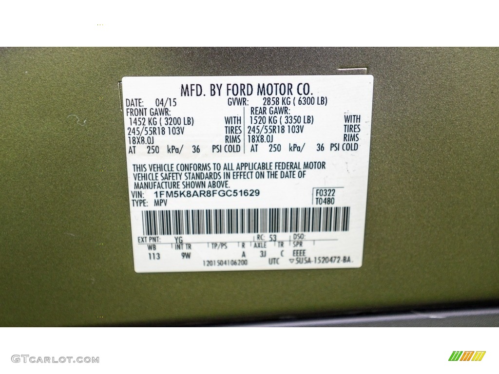 2015 Ford Explorer Police Interceptor 4WD Color Code Photos