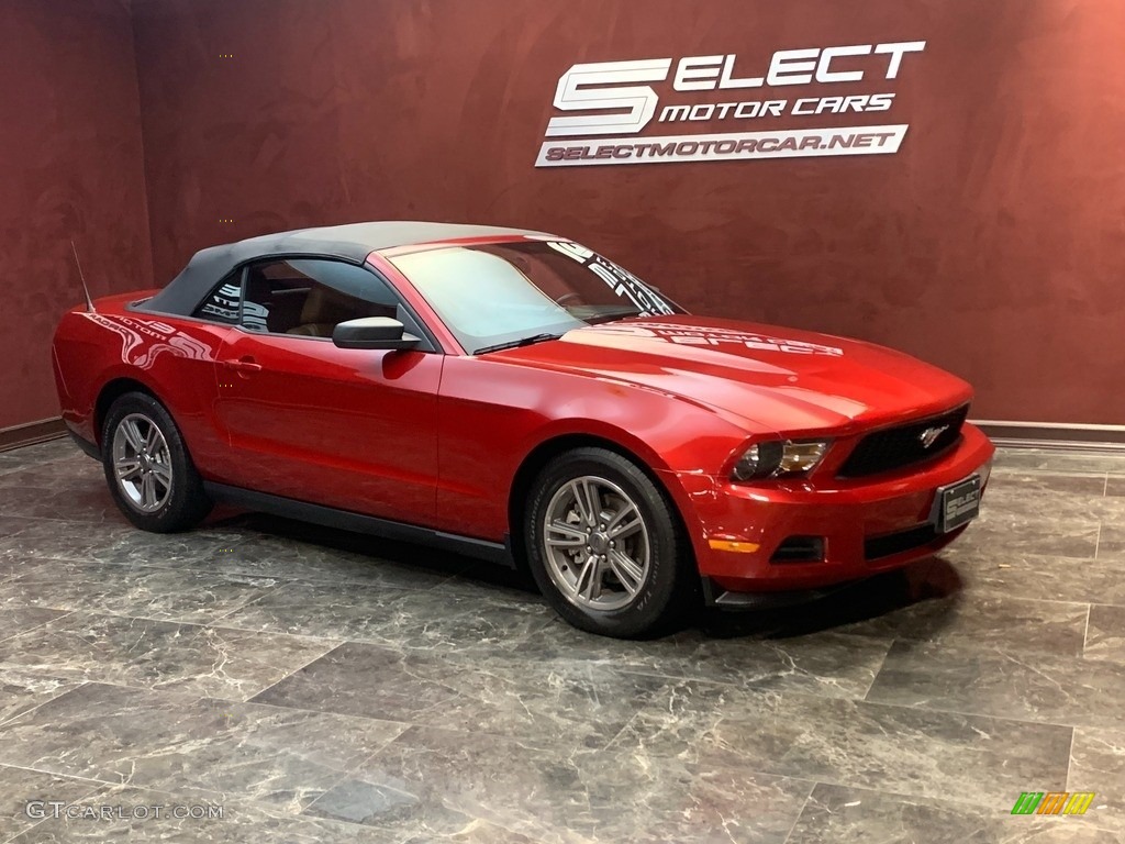 2012 Mustang V6 Premium Convertible - Red Candy Metallic / Saddle photo #3