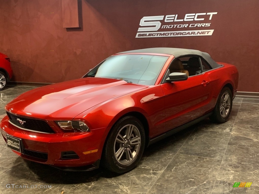 2012 Mustang V6 Premium Convertible - Red Candy Metallic / Saddle photo #7