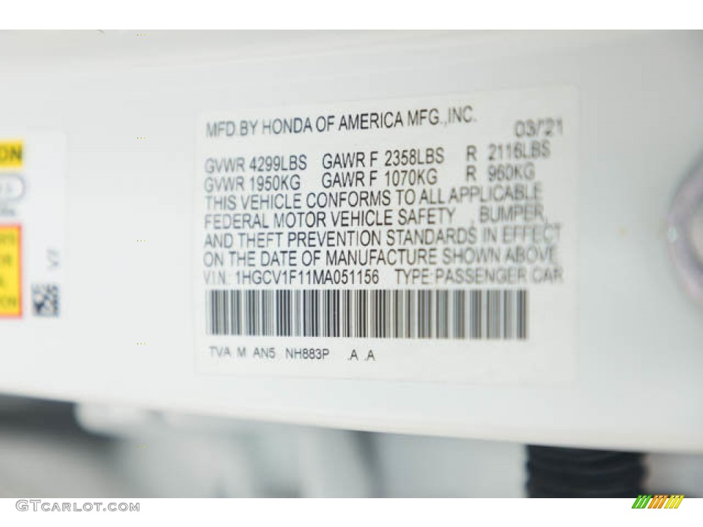 2021 Accord LX - Platinum White Pearl / Black photo #41