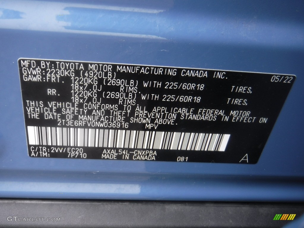 2022 Toyota RAV4 XSE AWD Hybrid Color Code Photos