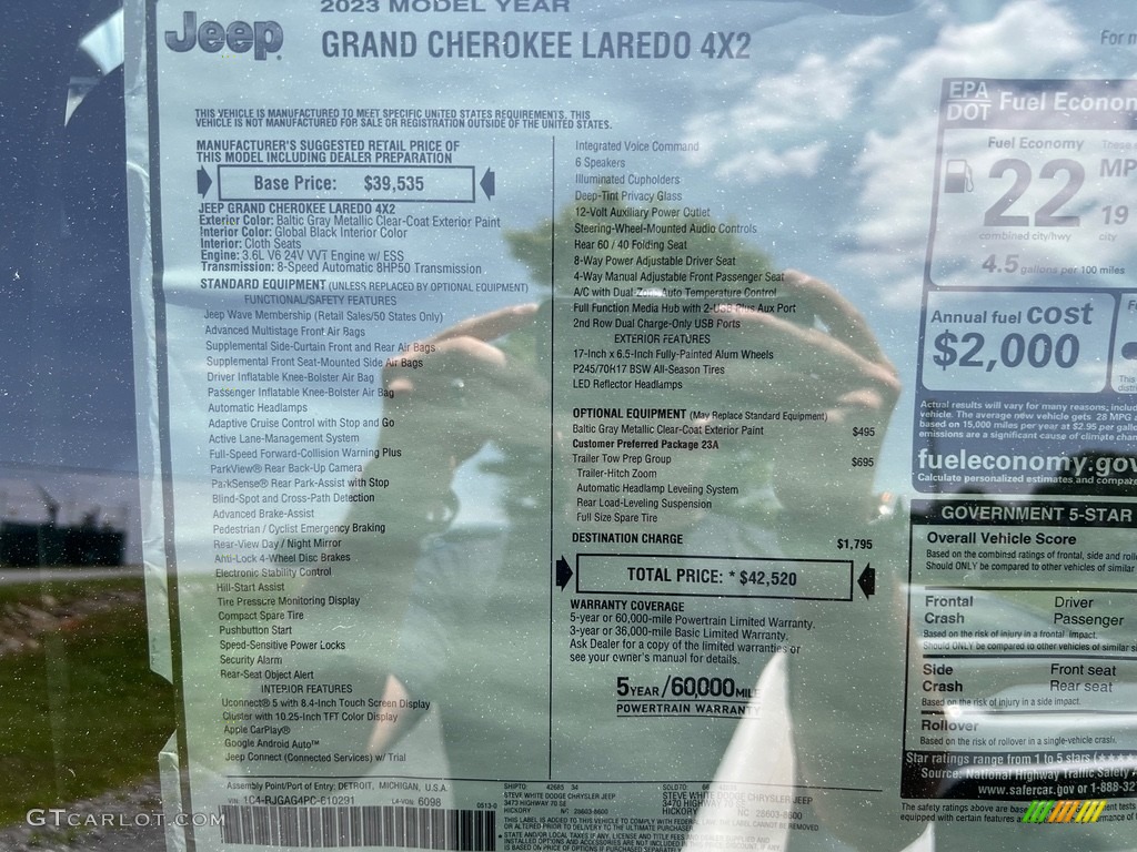 2023 Jeep Grand Cherokee Laredo Window Sticker Photos