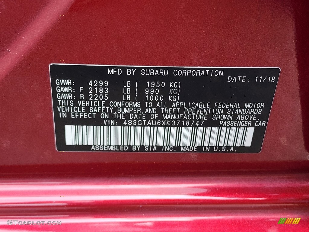 2019 Impreza 2.0i Limited 5-Door - Crimson Red Pearl / Ivory photo #31