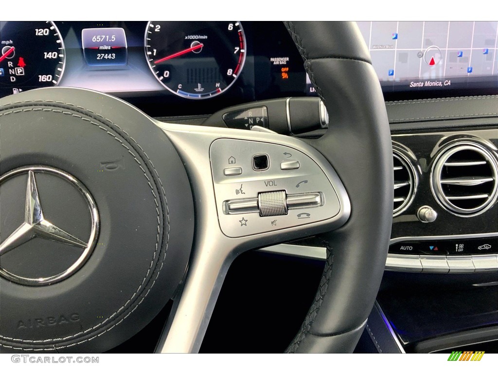 2020 Mercedes-Benz S 450 Sedan Black Steering Wheel Photo #146188818