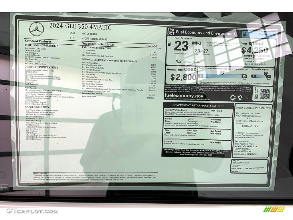 2024 Mercedes-Benz GLE 350 4Matic Window Sticker Photo #146192655