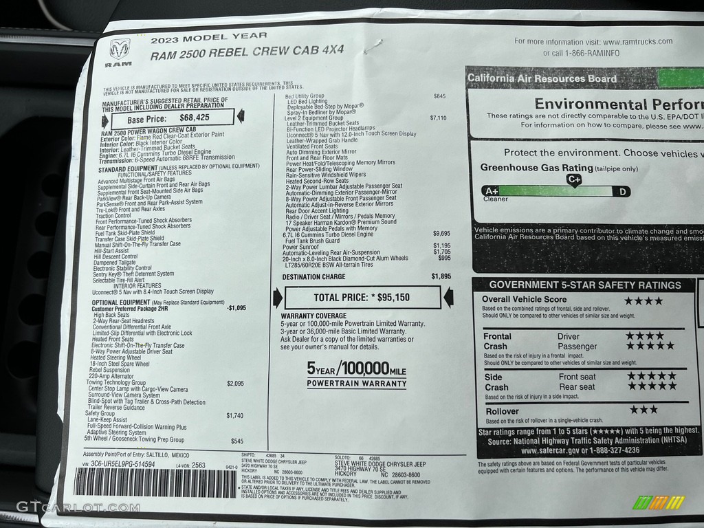 2023 Ram 2500 Power Wagon Crew Cab 4x4 Window Sticker Photo #146197452
