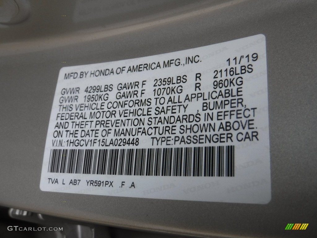 2020 Accord LX Sedan - Champagne Frost Pearl / Ivory photo #31