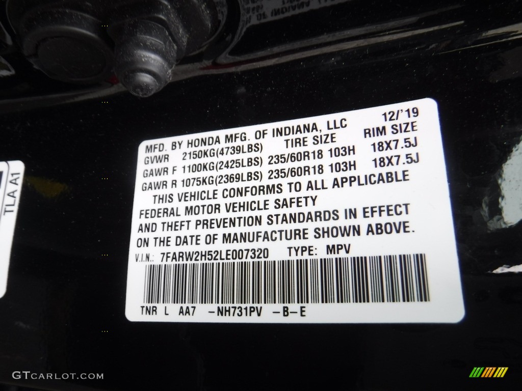 2020 Honda CR-V EX-L AWD Color Code Photos