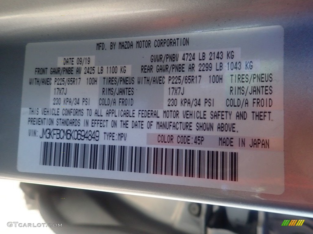 2019 Mazda CX-5 Touring AWD Color Code Photos