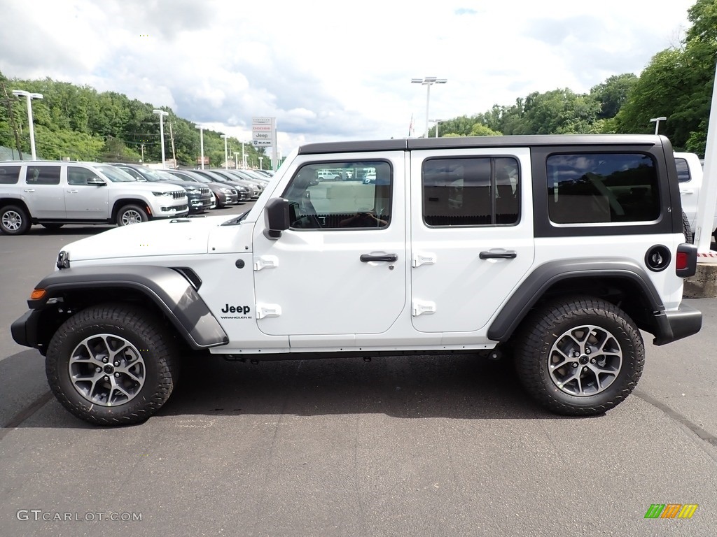 Bright White 2024 Jeep Wrangler 4-Door Sport S 4x4 Exterior Photo #146208126