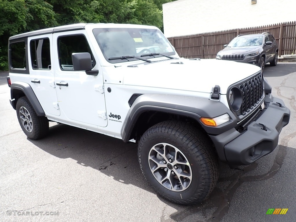 Bright White 2024 Jeep Wrangler 4-Door Sport S 4x4 Exterior Photo #146208282