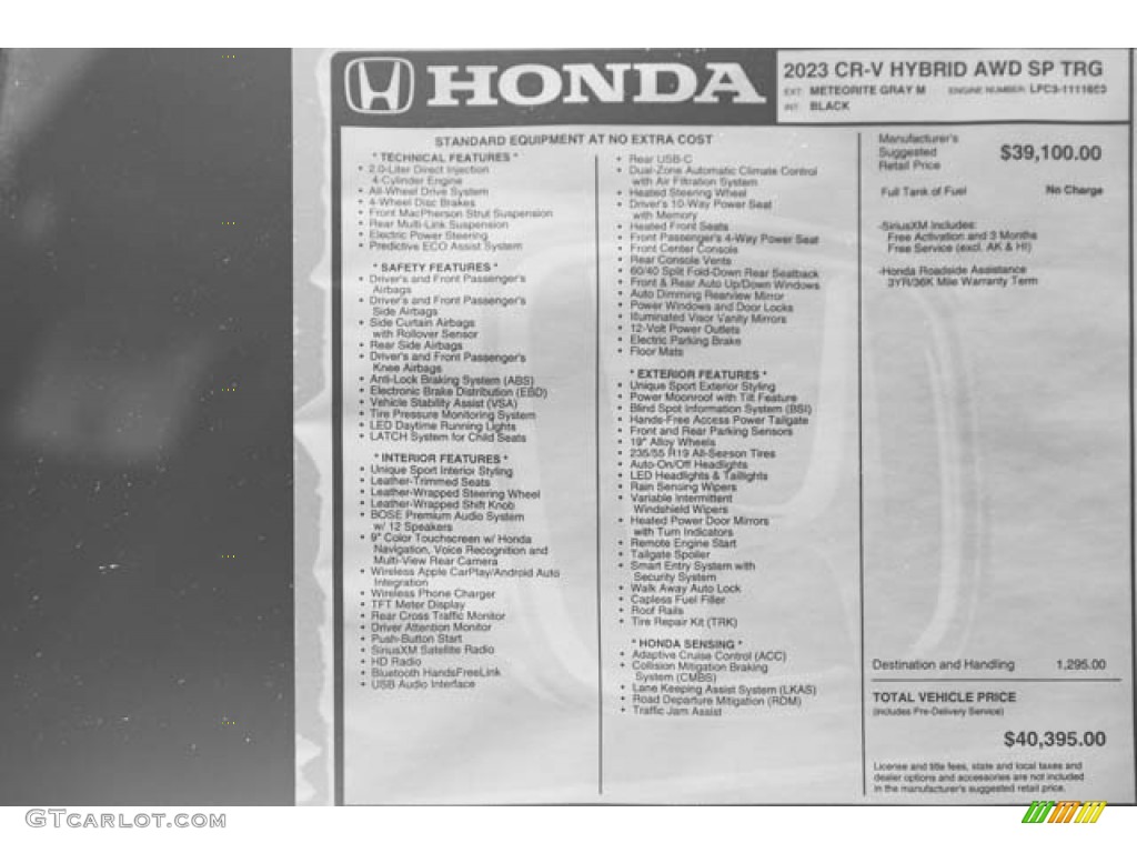 2023 Honda CR-V Sport Touring AWD Hybrid Window Sticker Photos