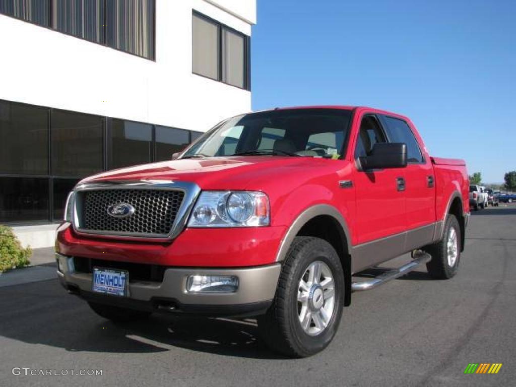 2004 F150 Lariat SuperCrew 4x4 - Bright Red / Tan photo #2