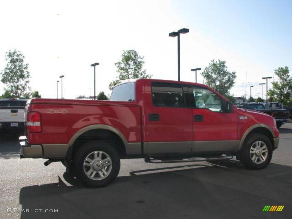 2004 F150 Lariat SuperCrew 4x4 - Bright Red / Tan photo #4