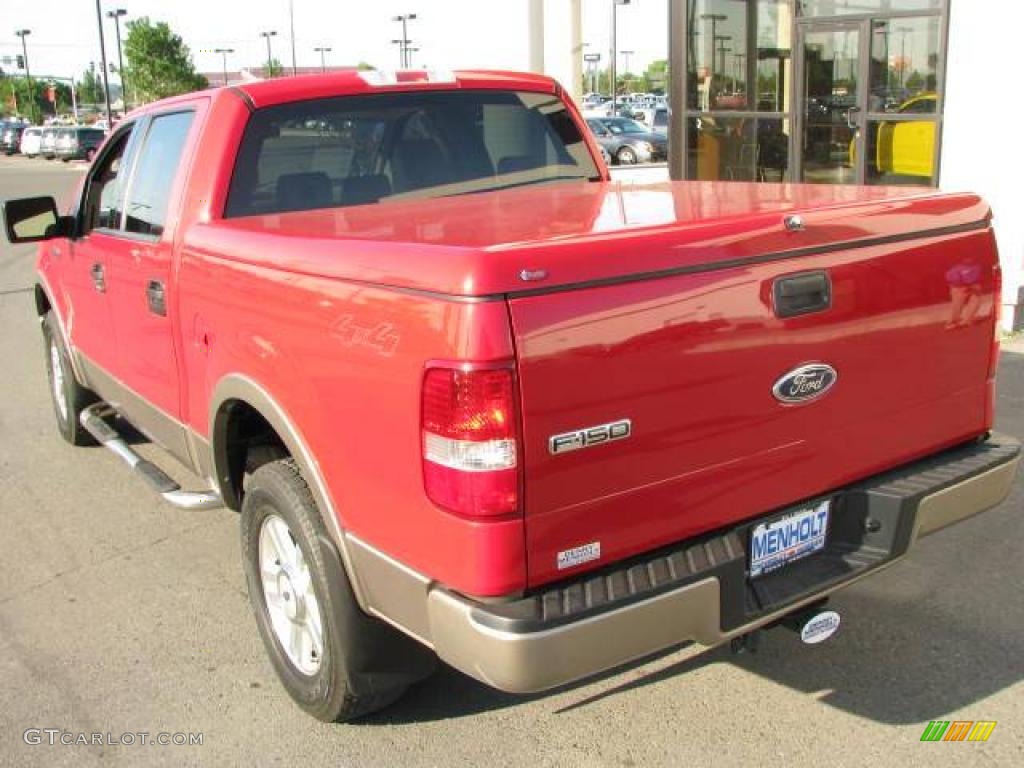 2004 F150 Lariat SuperCrew 4x4 - Bright Red / Tan photo #6