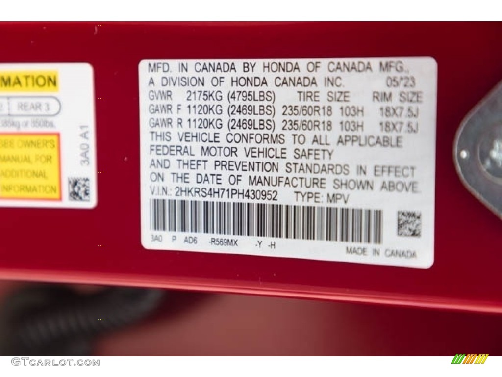 2023 CR-V Color Code R569MX for Radiant Red Metallic Photo #146222400