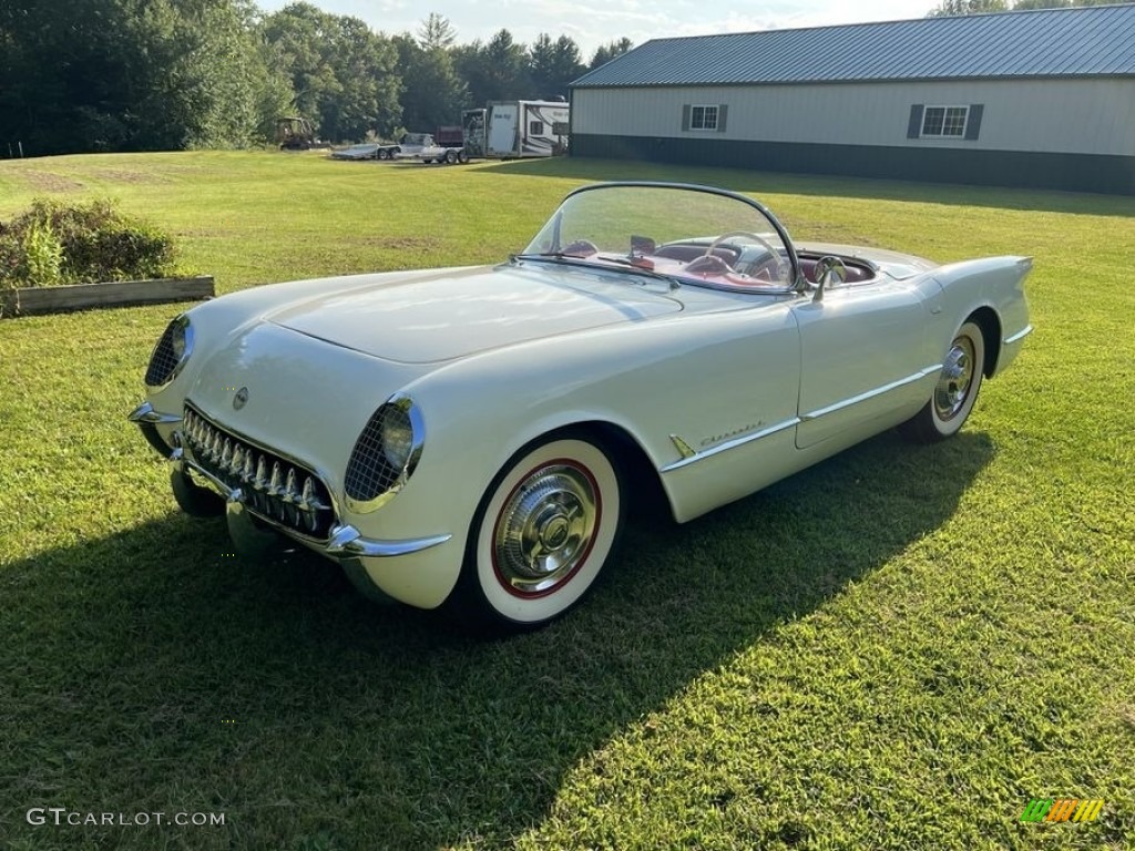 Polo White 1954 Chevrolet Corvette Standard Corvette Model Exterior Photo #146225523