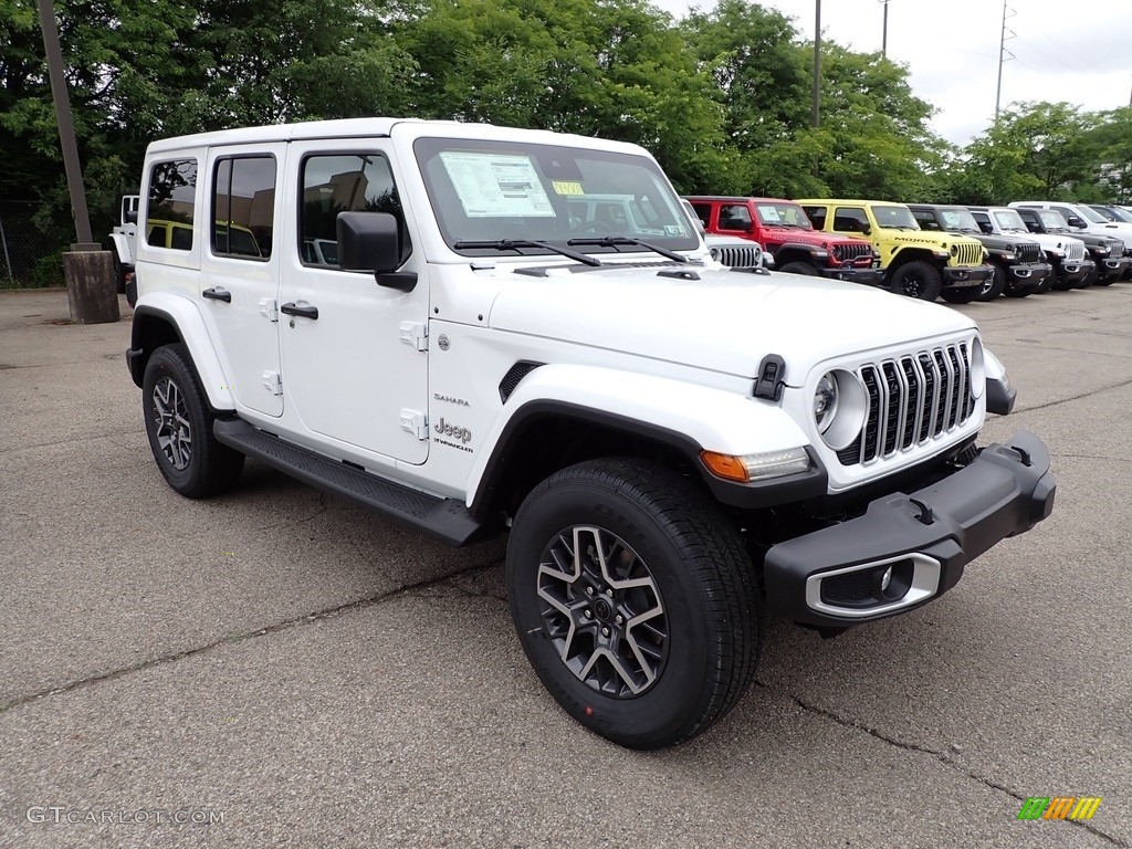 Bright White 2024 Jeep Wrangler 4-Door Sahara 4x4 Exterior Photo #146229591