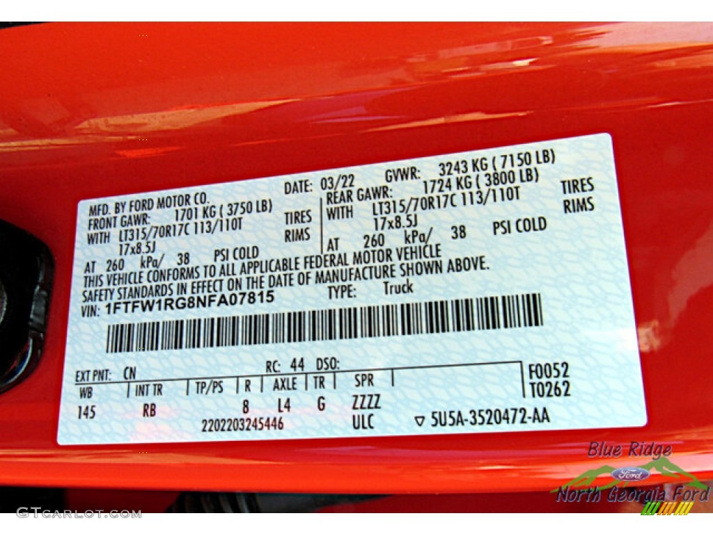 2022 F150 SVT Raptor SuperCrew 4x4 - Code Orange / Black photo #31