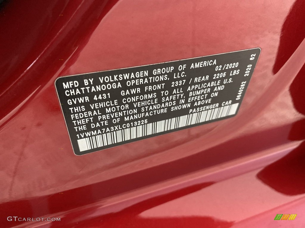 2020 Passat R-Line - Aurora Red Metallic / Titan Black photo #35