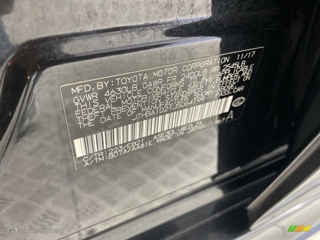 2018 Lexus IS 300 Color Code Photos