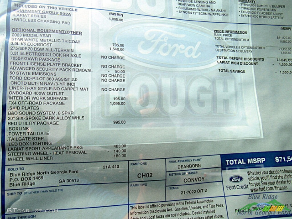 2023 F150 Lariat SuperCrew 4x4 - Star White Metallic Tri-Coat / Black photo #24