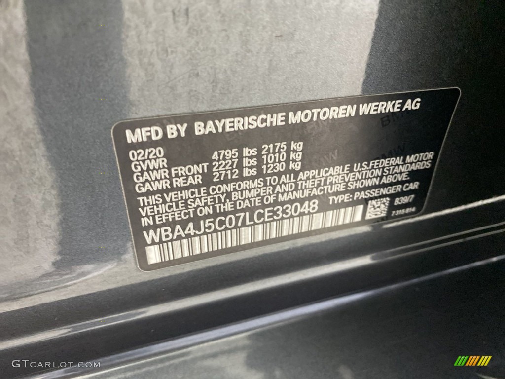 2020 4 Series Color Code B39 for Mineral Grey Metallic Photo #146244699