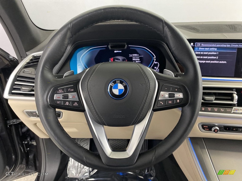 2022 BMW X5 xDrive45e Canberra Beige Steering Wheel Photo #146245755