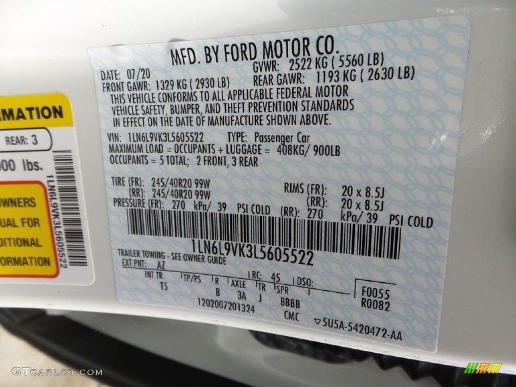 2020 Lincoln Continental AWD Color Code Photos