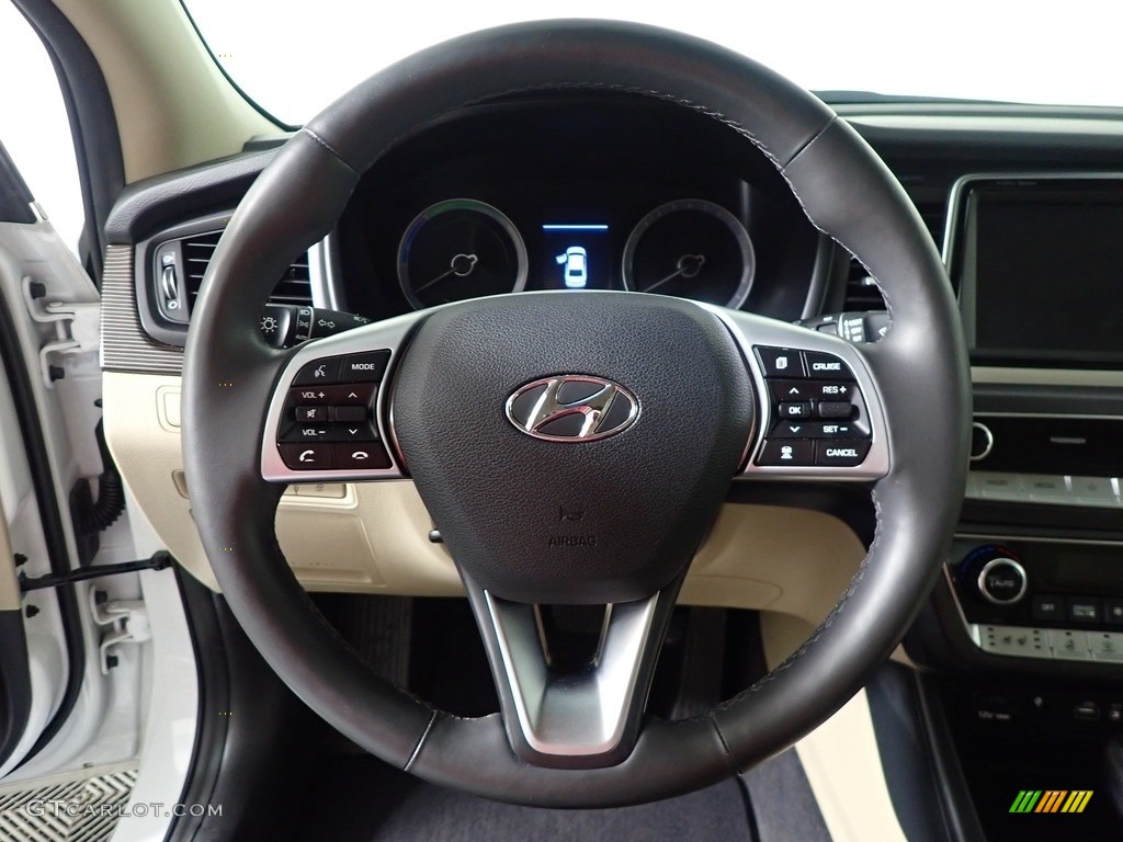 2019 Sonata Hybrid Limited - Hyper White / Beige photo #27