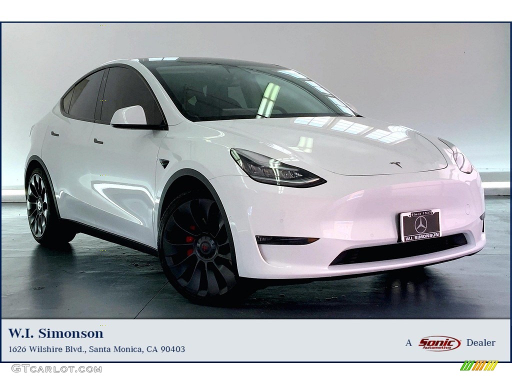 2020 Model Y Long Range - Pearl White Multi-Coat / Black photo #1