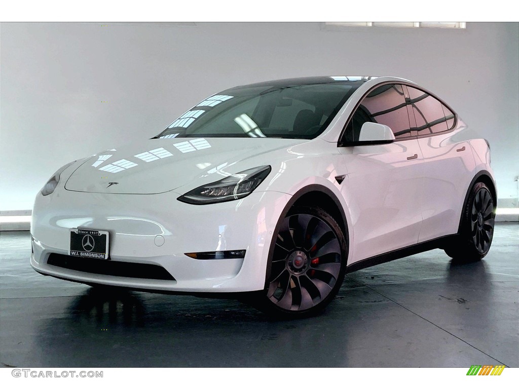 2020 Model Y Long Range - Pearl White Multi-Coat / Black photo #12