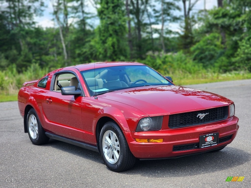 2008 Mustang V6 Premium Coupe - Dark Candy Apple Red / Medium Parchment photo #2