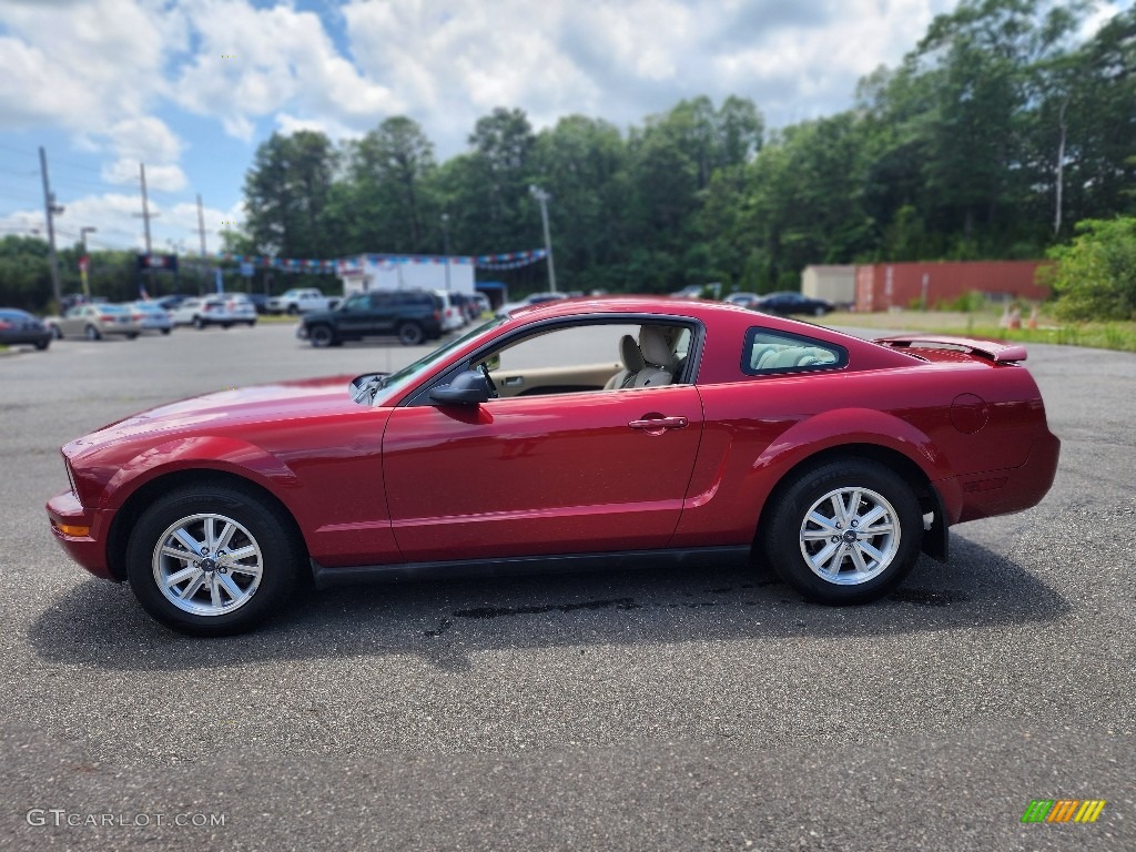 2008 Mustang V6 Premium Coupe - Dark Candy Apple Red / Medium Parchment photo #8